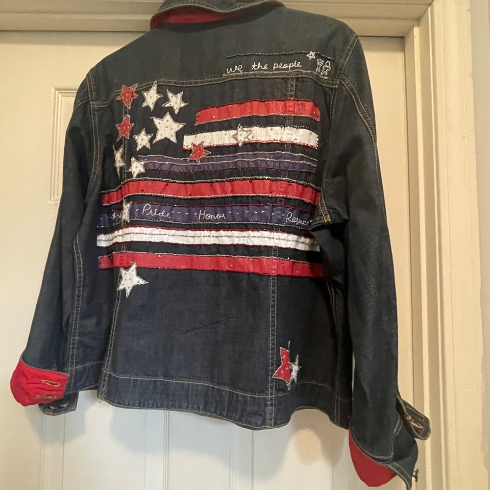 CHICOS PATRIOTIC JEAN JACKET SZ 3/XL EUC